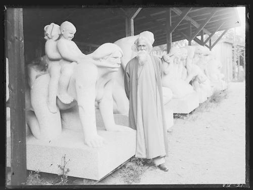 Tagore på besøk i Vigelands atelier